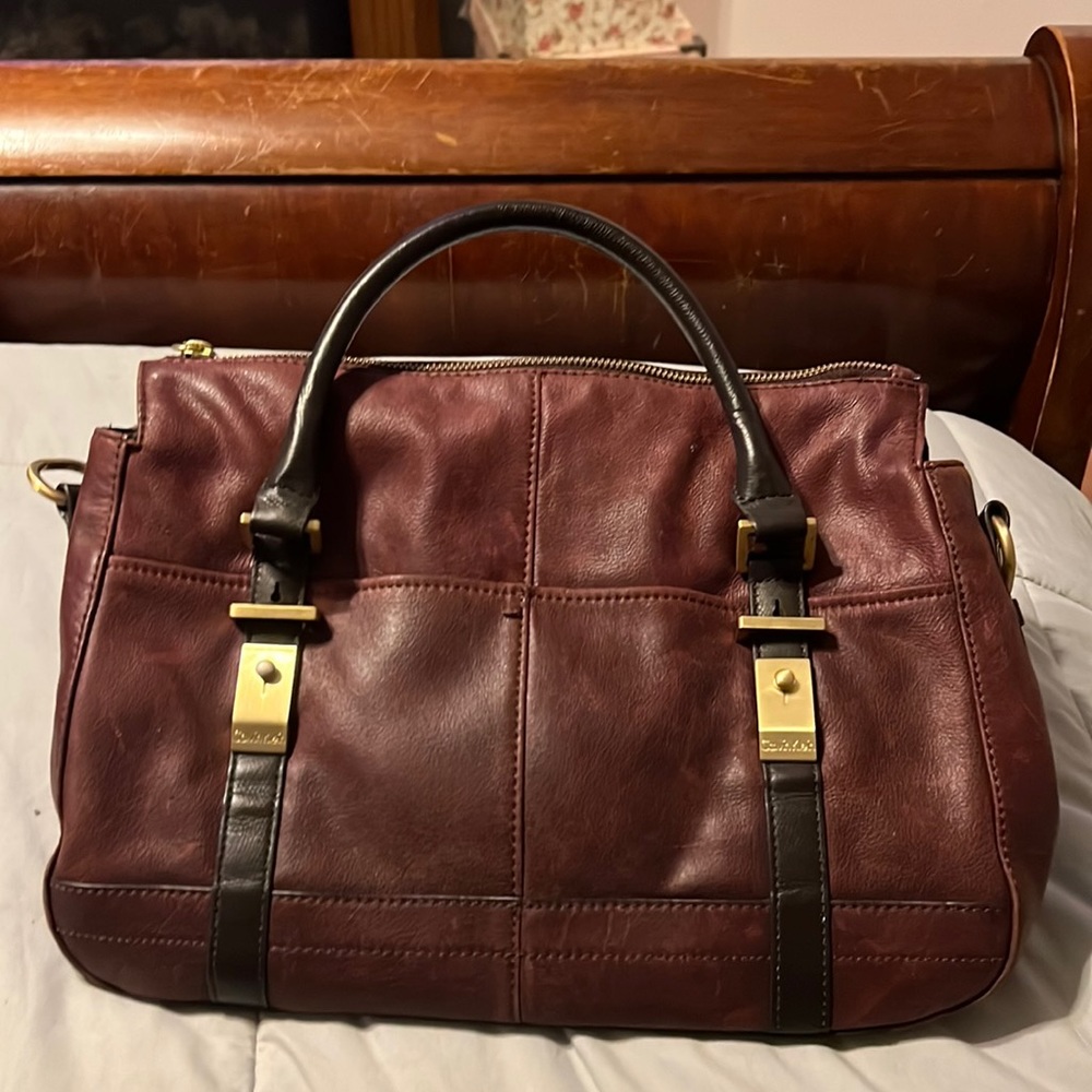Calvin Klein butter soft oxblood satchel
